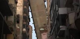 بالفيديو.. بناية من 12 طابقاً تميل وتتكئ على عمارة مجاورة في مصر