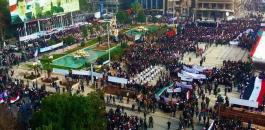 آلاف السوريون يحتفلون بالذكرى الأولى لاستعادة حلب ويرفعون لافتات:القدس عاصة أبدية لفلسطين