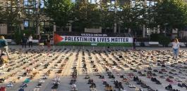 نشطاء يضعون 4 آلاف حذاء أمام الاتحاد الأوروبي دعماً لفلسطين