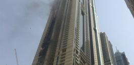 حريق في أحد ابراج دبي 