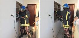 انقاذ اطفال من داخل منزل في نابلس 