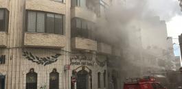 اخماد حريق البنك الاهلي الاردني في رام الله 