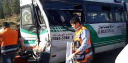 20 إصابة بحادث سير بين حافلة فلسطينية وأخرى للمستوطنين على طريق نابلس- رام الله