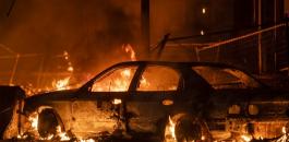 مستوطنين يحرقون مركبات المواطنين في بيت اكسا