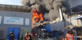 اشتعال النيران في مصنع للبلاستيك في غزة
