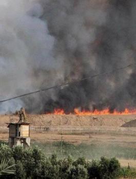 حرائق في حقول المستوطنين بغزة 