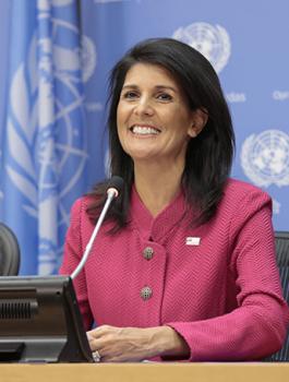 السفير الفلسطيني في الامم المتحدة ونيكي هايلي 