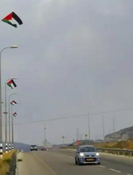 اعلام فلسطينية ترفرف قرب المستوطنات 