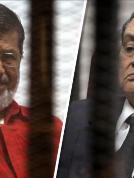 حسني مبارك ومحمد مرسي في المحكمة