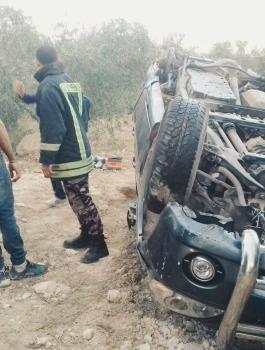 إصابة 5 مواطين جراء انقلاب مركبة على طريق برقة شمال نابلس
