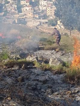 المستوطنون يشعلون النيران باراض نابلس 