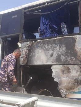 اخماد حريق في حافلة في جنين 