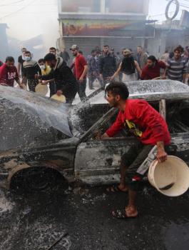 حريق في مخيم النصيرات 