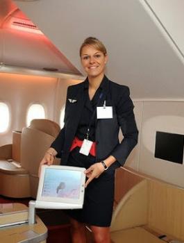 Air France flight attendant demo the TV