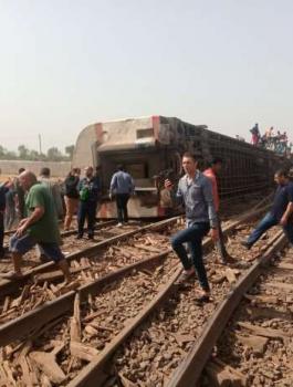 انقلاب عربة قطار في مصر .