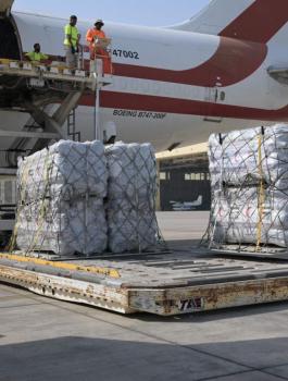 طائرة مساعدات اماراتية لقطاع غزة