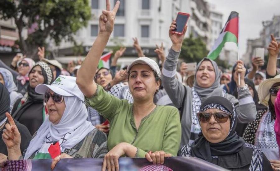 آلاف المغاربة يتظاهرون في الدار البيضاء دعماً لمسيرات العودة في غزة