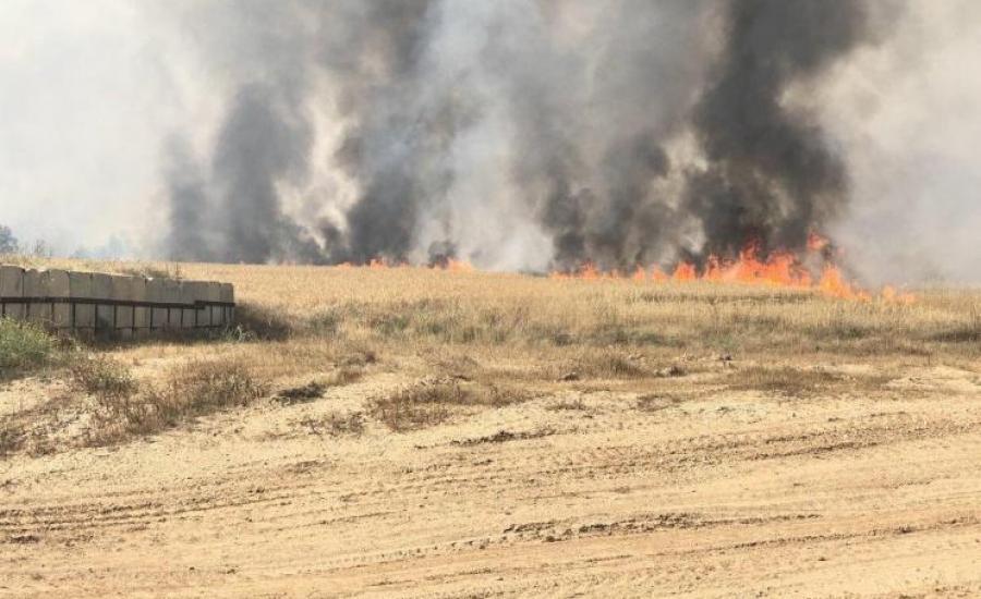 حريق في حقول الاحتلال بغزة 