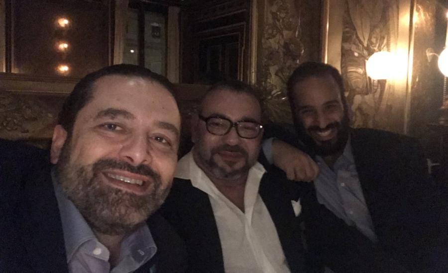 سيلفي سعد الحريري وبن سلمان وملك المغرب 