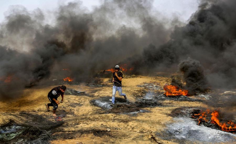 اصابة فلسطينيين برصاص الجيش الاسرائيلي بغزة 