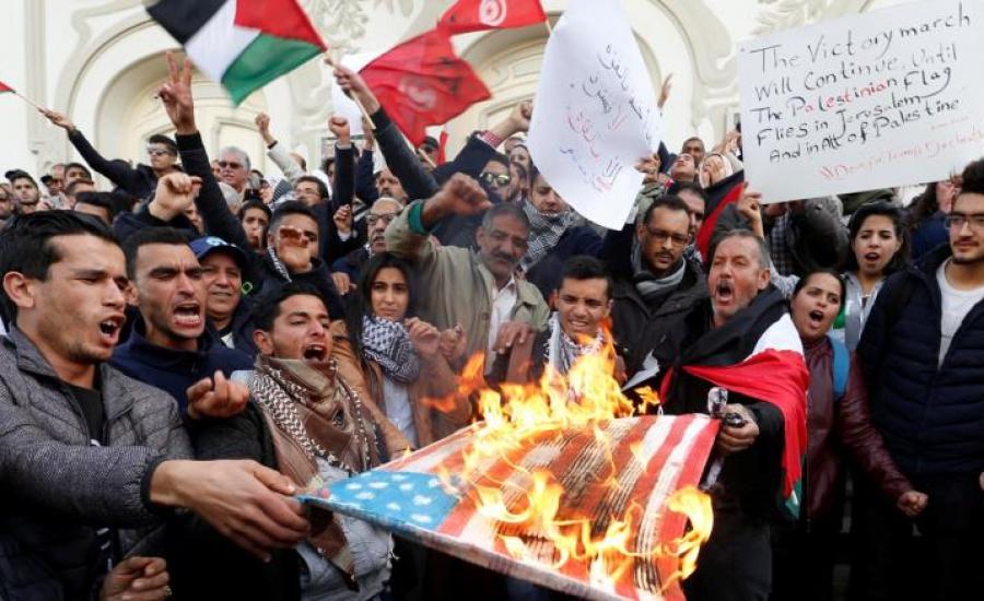 تظاهرات غاضبة في تونس رفضا لاعتراف "ترامب " بالقدس عاصمة لاسرائيل 