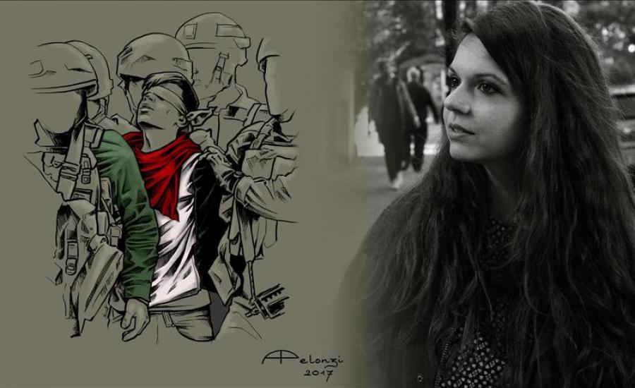 فنانة ايطالية والطفل الفلسطيني الجنيدي 