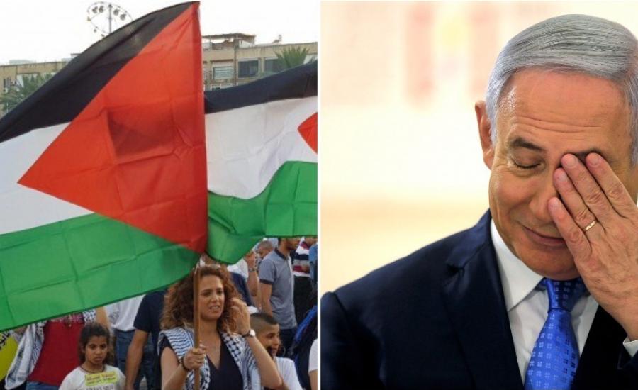 نتنياهو ورفع العلم الفلسطيني وسط تل أبيب 