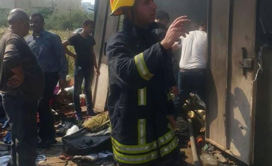 اندلاع حريق هائل في محل للمفروشات والأجهزة الكهربائية في مخيم جنين