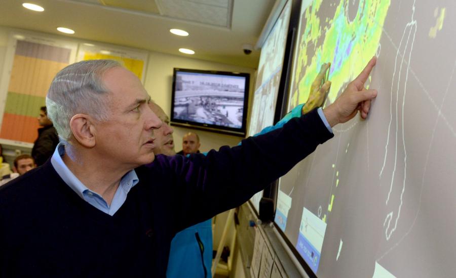 Israeli-prime-minister-Benjamin-Netanyahu-seen-at-the-situation-room-of-the-Jerusalem-municipality-in-Jerusalem