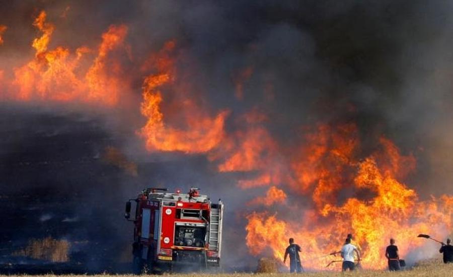 حرائق في حقول المستوطنين بغزة 