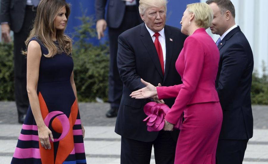 ترامب وزوجة رئيس الوزراء البولندي 