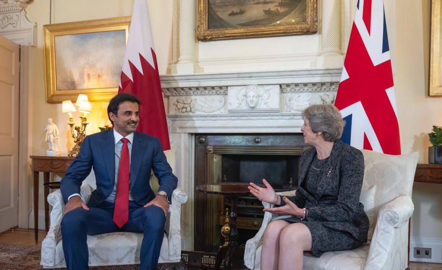 امير قطر ورئيسة وزراء بريطانيا 