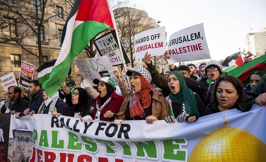 تظاهرة في واشنطن ضد قرار ترامب حول القدس 