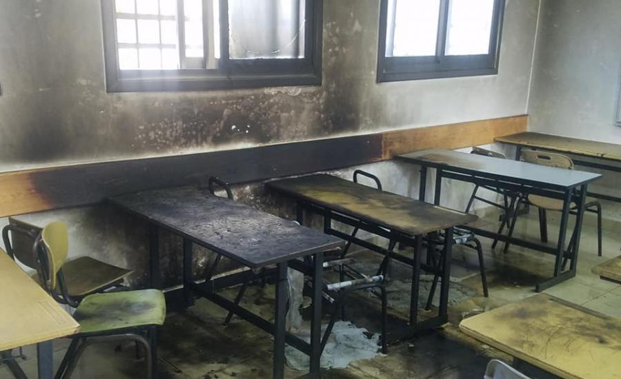 حرق صف مدرسي في عينابوس 